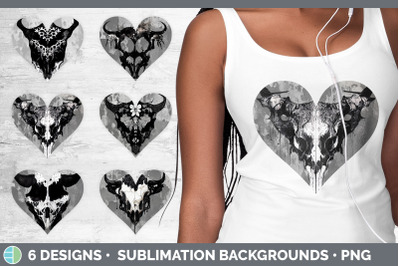 Cow Skull Hearts Clipart | Sublimation Designs