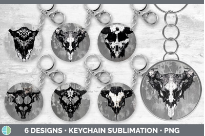 Cow Skull Keychain Bundle | Keyring Sublimation Designs