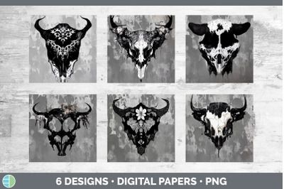 Cow Skull Backgrounds | Digital Scrapbook Papers