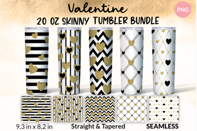 Valentine Sublimation Tumbler Bundle Black And Gold Heart Tumbler Wrap