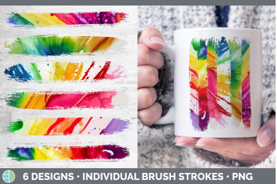 Watercolor Rainbow Brush Strokes PNG | Sublimation Designs