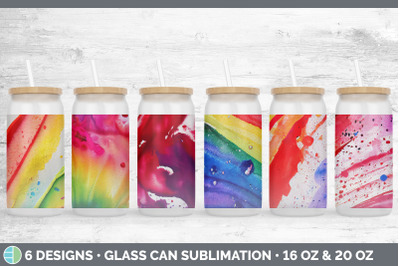 Watercolor Rainbow Glass Can | Sublimation Beer Mason Jar