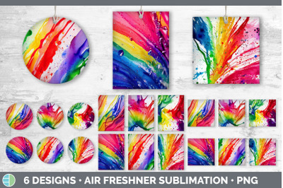 Watercolor Rainbow Air Freshener | Sublimation Designs Bundle