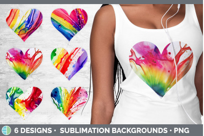 Watercolor Rainbow Hearts Clipart | Sublimation Designs