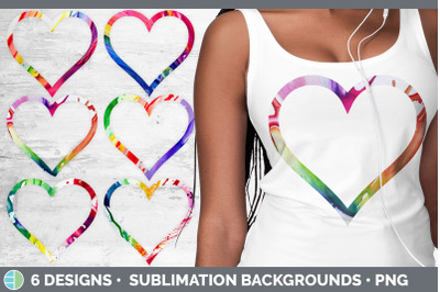 Watercolor Rainbow Heart Frame Clipart | Sublimation Designs