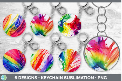 Watercolor Rainbow Keychain Bundle | Keyring Sublimation Designs