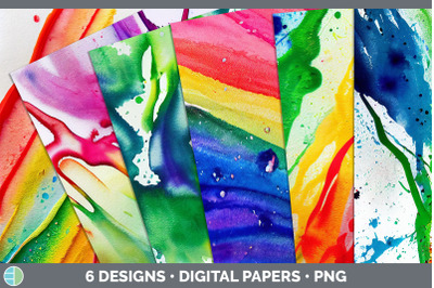 Watercolor Rainbow Backgrounds | Digital Scrapbook Papers