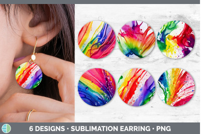 Watercolor Rainbow Round Earring | Sublimation Designs Bundle