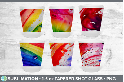 Watercolor Rainbow Shot Glass Sublimation | Shot Glass 1.5oz Tapered