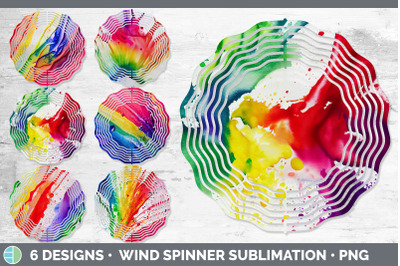 R Watercolor ainbow Painted Wind Spinner | Sublimation Designs Bundle