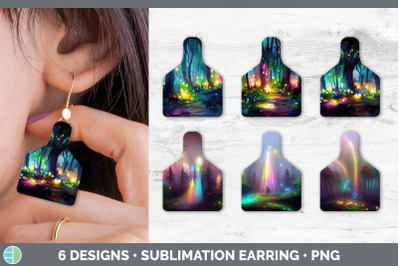 Fairy Forest Cow Tag Earring | Sublimation Cattle Ear Tag