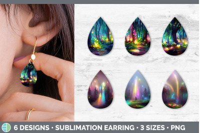 Fairy Forest Teardrop Earring | Sublimation Designs Bundle