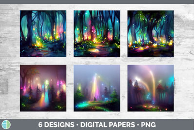 Fairy Forest Backgrounds | Digital Scrapbook Papers