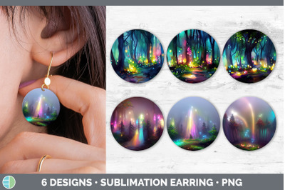 Fairy Forest Round Earring | Sublimation Designs Bundle