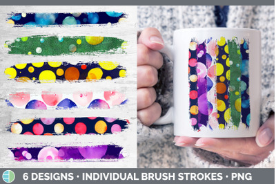 Watercolor Polka Dots Brush Strokes PNG | Sublimation Designs