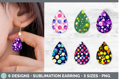 Watercolor Polka Dots Teardrop Earring | Sublimation Designs Bundle