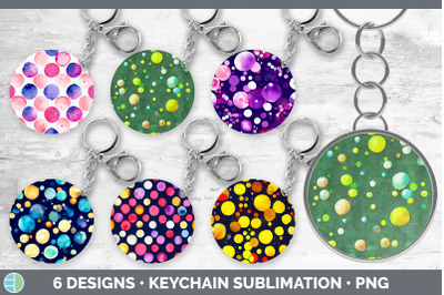 Watercolor Polka Dots Keychain Bundle | Keyring Sublimation Designs