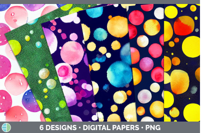 Watercolor Polka Dots Backgrounds | Digital Scrapbook Papers