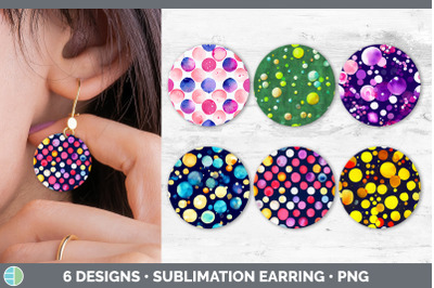 Watercolor Polka Dots Round Earring | Sublimation Designs Bundle