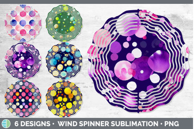 Watercolor Polka Dots Wind Spinner | Sublimation Designs Bundle