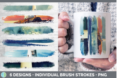 Watercolor Lighthouse Brush Strokes PNG | Sublimation Designs