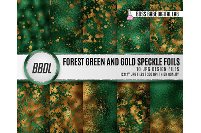 Forest Green and Gold Speckle Foil Textures