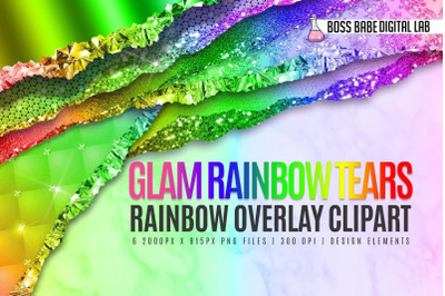 Glam Rainbow Tears Clipart