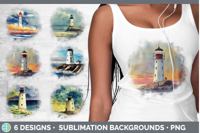 Watercolor Lighthouse Background | Grunge Sublimation Backgrounds