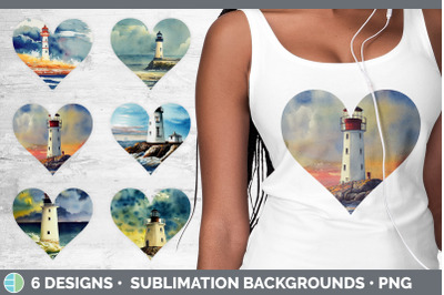 Watercolor Lighthouse Hearts Clipart