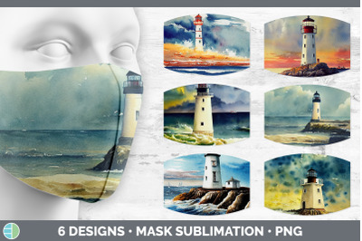 Watercolor Lighthouse Mask | Sublimation Bundle Face Mask Designs