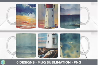 Watercolor Lighthouse Mug Sublimation