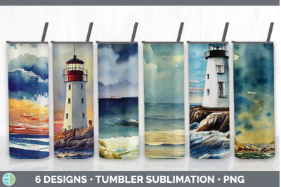 Watercolor Lighthouse Tumbler Sublimation Bundle