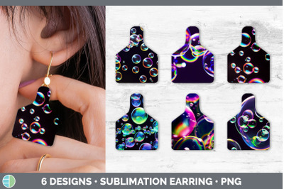 Bubbles Cow Tag Earring | Sublimation Cattle Ear Tag