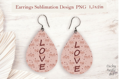 Valentines day teardrop sublimation earrings design