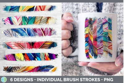 Feathers Brush Strokes PNG | Sublimation Designs