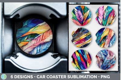 Feathers Car Coaster | Sublimation Designs Bundle