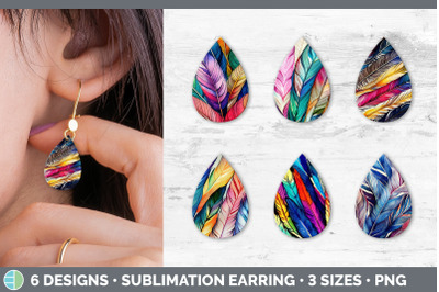 Feathers Teardrop Earring | Sublimation Designs Bundle