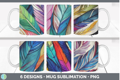 Feathers Mug Sublimation | Coffee Cup Designs PNG