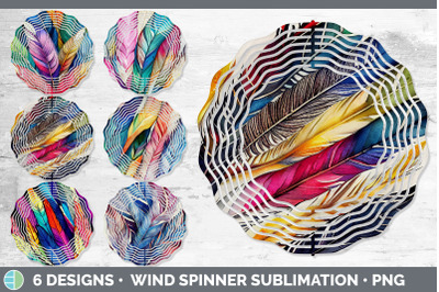 Feathers Painted Wind Spinner | Sublimation Designs Bundle