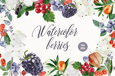 Watercolor berries PNG summer clipart hand #c19