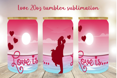 Love glass can wrap Valentines day sublimation png Heart