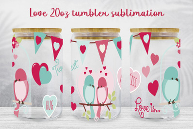 Love glass can wrap Valentines day sublimation png Heart