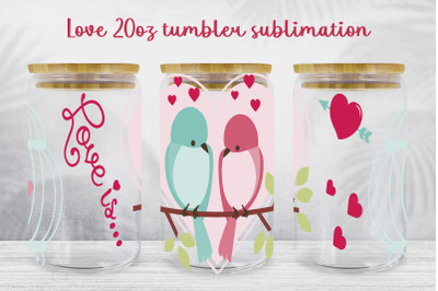 Love glass can wrap Valentines day sublimation png Heart