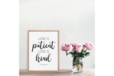 Love Bible Verse, Love is Patient, Love is Kind, Love Wall Art
