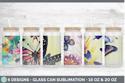 Butterflies Glass Can | Sublimation Beer Mason Jar