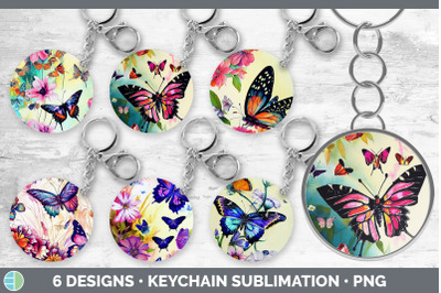 Butterflies Keychain Bundle | Keyring Sublimation Designs