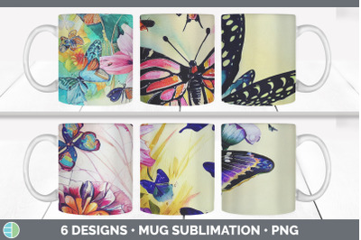 Butterflies Mug Sublimation | Coffee Cup Designs PNG