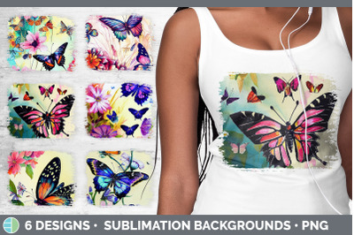 Butterflies Distressed Sublimation Background Panel