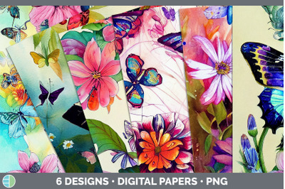 Butterflies Backgrounds | Digital Scrapbook Papers