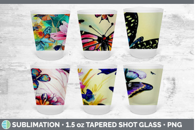 Butterflies Shot Glass Sublimation | Shot Glass 1.5oz Tapered